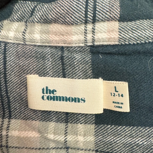 The Commons Cropped Flannel, Green, sz L - Picture 2 of 3